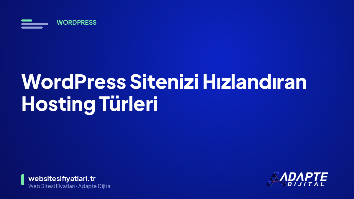 WordPress Sitenizi Hızlandıran Hosting Türleri